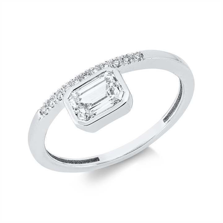 Solitaire mit Besatz Ring Weißgold 14kt Ref-1JL16