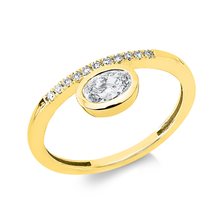 Solitaire mit Besatz Ring Gelbgold 14kt Ref-1JL17