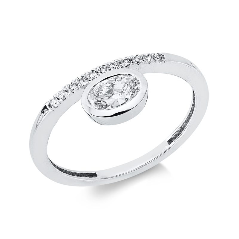 Solitaire mit Besatz Ring Weißgold 14kt Ref-1JL17