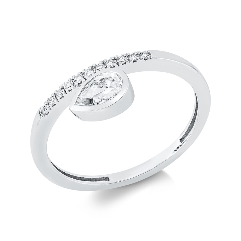 Solitaire mit Besatz Ring Weißgold 14kt Ref-1JL18