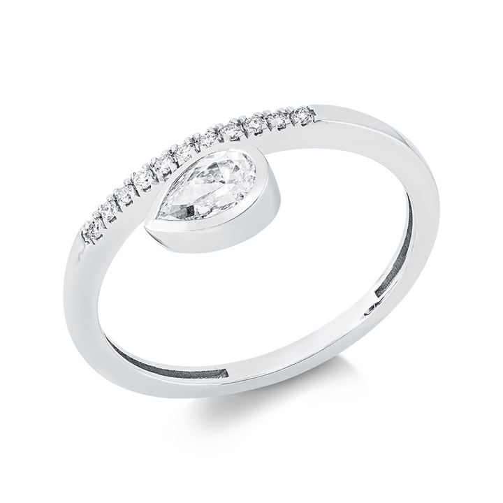 Solitaire mit Besatz Ring Weißgold 14kt Ref-1JL18