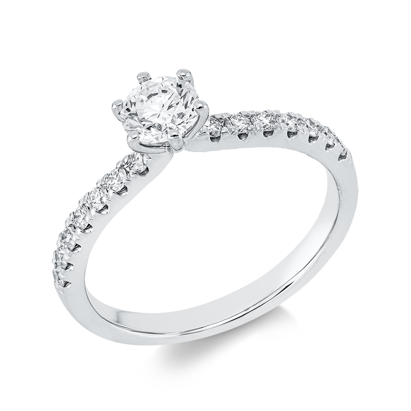 Solitaire mit Besatz Ring Weißgold 18kt 0,76ct