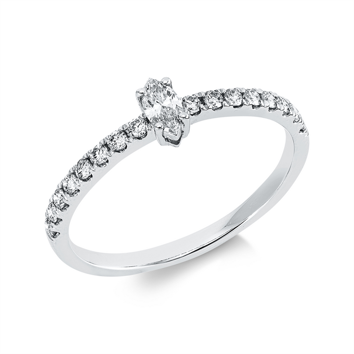 Solitaire mit Besatz Ring Weißgold 18kt Ref-1JQ60
