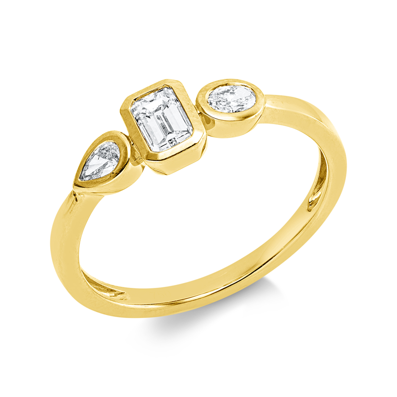 Solitaire mit Besatz Ring Gelbgold 18kt Ref-1JQ88