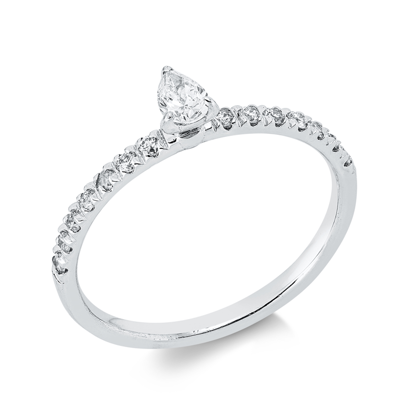 Solitaire mit Besatz Ring Weißgold 18kt Ref-1JR20