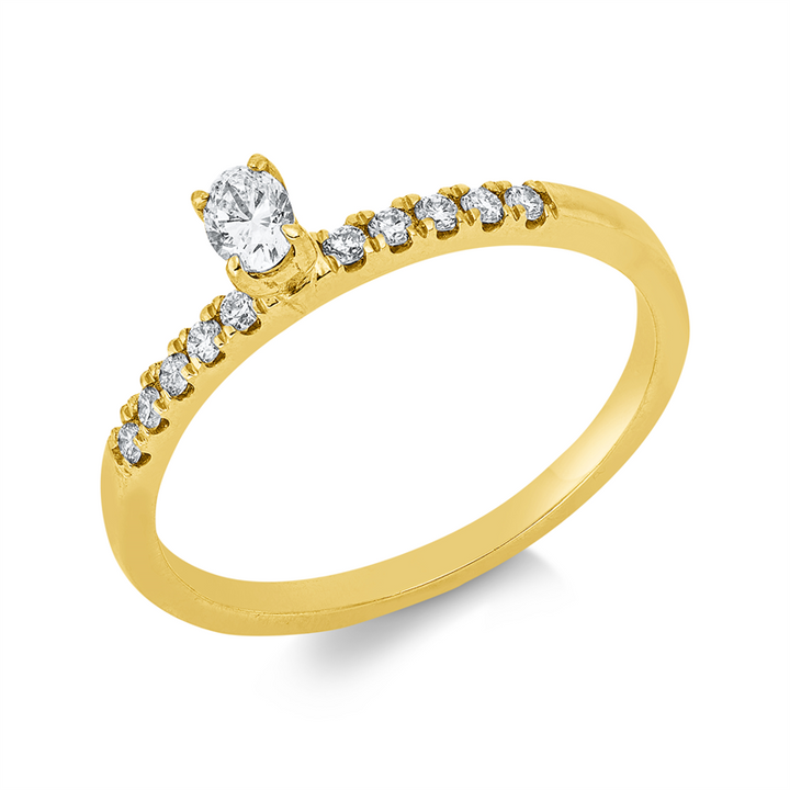 Solitaire mit Besatz Ring Gelbgold 18kt Ref-1JR29