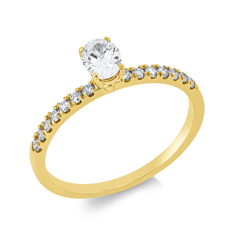 Solitaire mit Besatz Ring Gelbgold 18kt Ref-1JR31