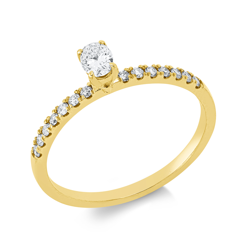 Solitaire mit Besatz Ring Gelbgold 18kt Ref-1JR32
