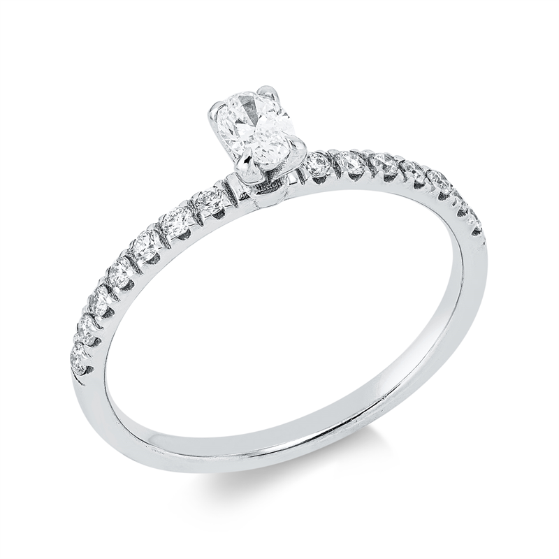 Solitaire mit Besatz Ring Weißgold 18kt Ref-1JR37