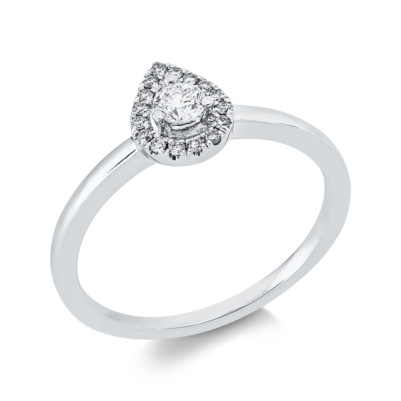 Solitaire mit Besatz Ring Weißgold 18kt 0,22ct