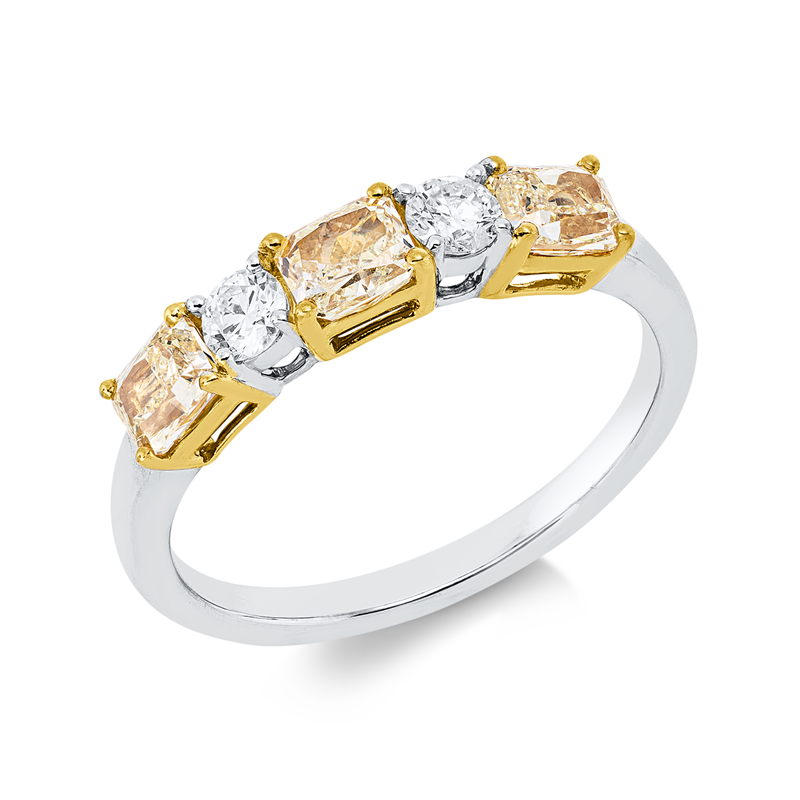 Farbiger Diamant Ring Weißgold / Gelbgold 18kt 1,24ct