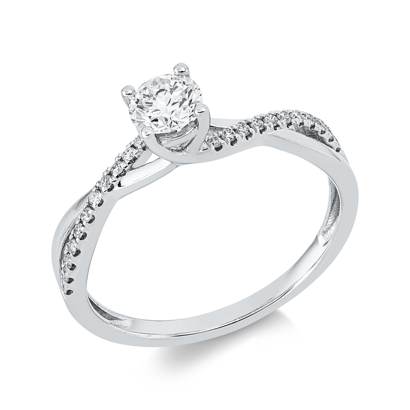 Solitaire mit Besatz Ring Weißgold 18kt 0,46ct