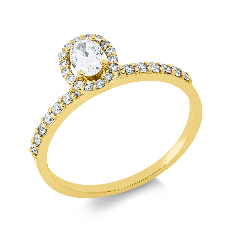 Solitaire mit Besatz Ring Gelbgold 18kt Ref-1JT73