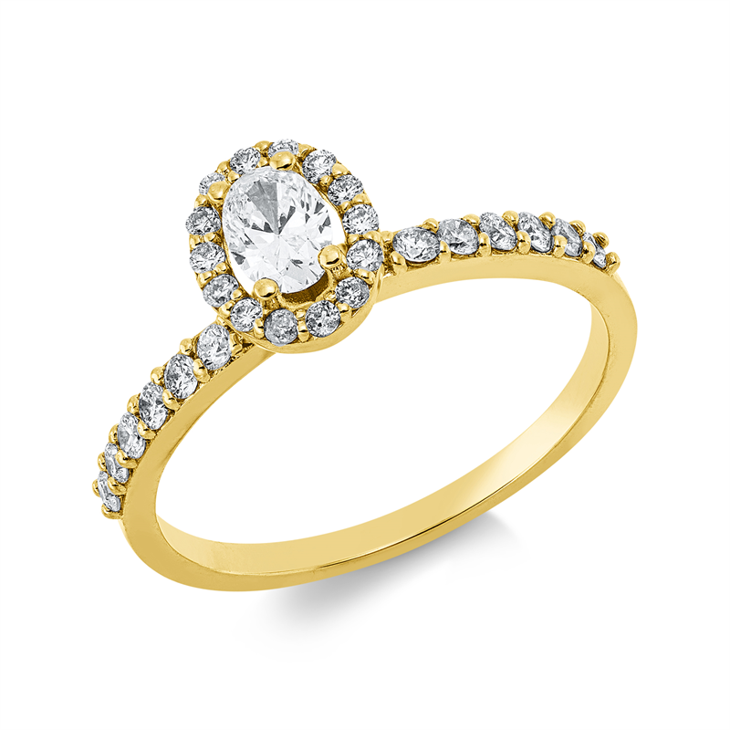 Solitaire mit Besatz Ring Gelbgold 18kt Ref-1JT75