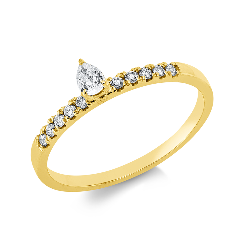 Solitaire mit Besatz Ring Gelbgold 18kt Ref-1JT78