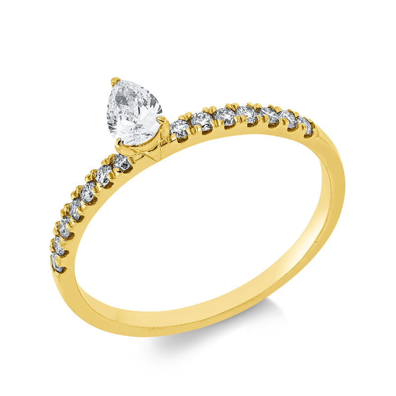 Solitaire mit Besatz Ring Gelbgold 18kt Ref-1JT79