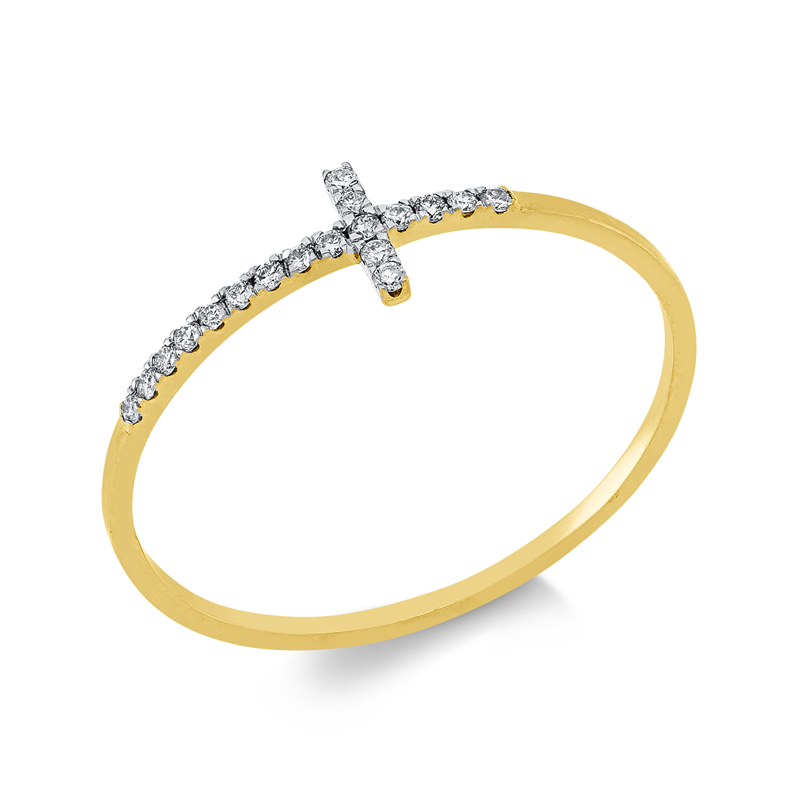 Kreuz Ring Gelbgold / Weißgold 18kt Ref-1JT88