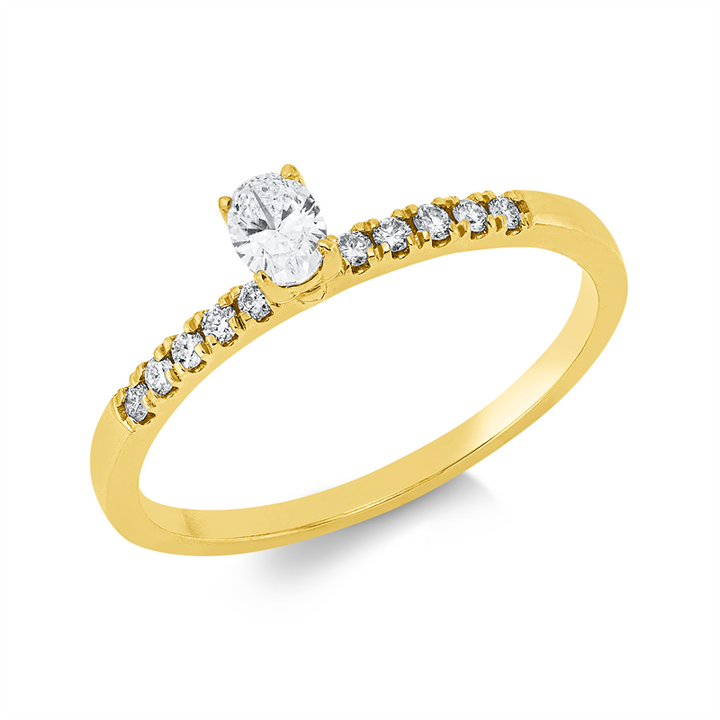 Solitaire mit Besatz Ring Gelbgold 18kt Ref-1JU68