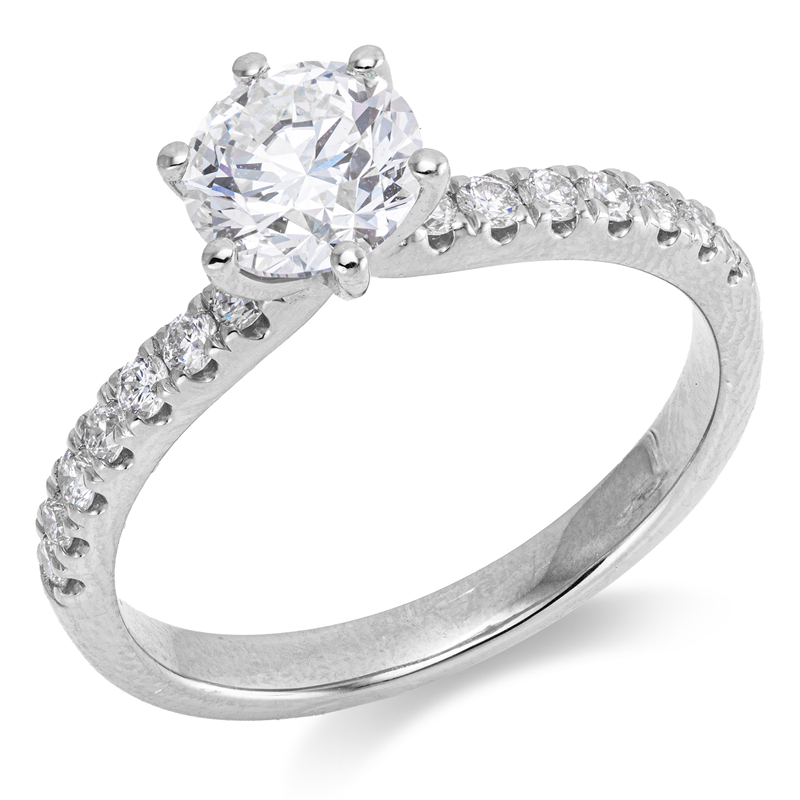 Solitaire mit Besatz Ring Weißgold 18kt 1,27ct