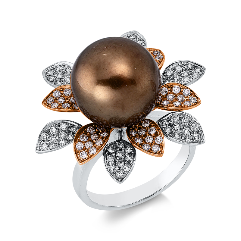 Perle Ring Weißgold / Rotgold 18kt 0,72ct