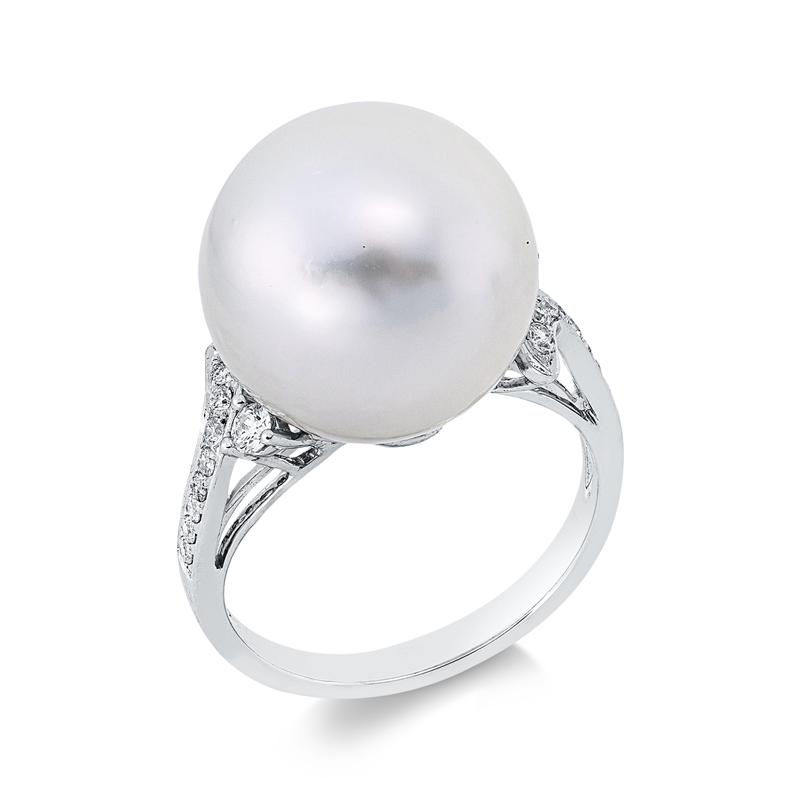 Perle Ring Weißgold 18kt 0,21ct