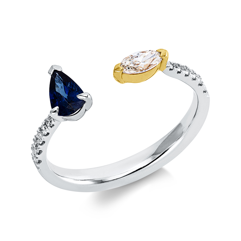 Farbstein Classic Ring Weißgold / Gelbgold 18kt 0,26ct