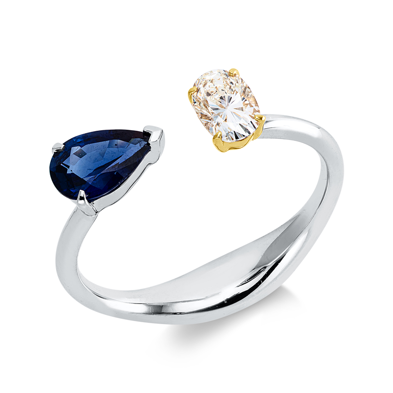 Farbstein Classic Ring Weißgold / Gelbgold 18kt 0,36ct