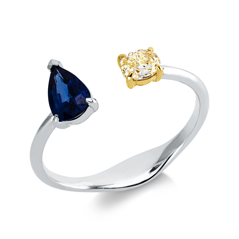 Farbiger Diamant Ring Weißgold / Gelbgold 18kt 0,25ct