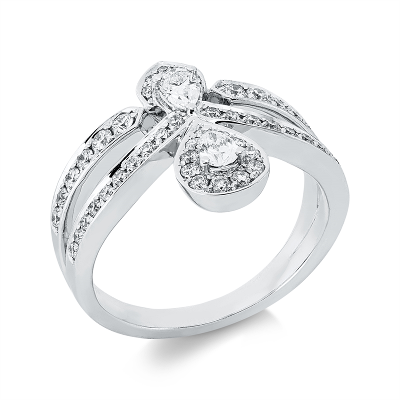 Mehrfachsteinbesatz Ring Weißgold 18kt 0,74ct