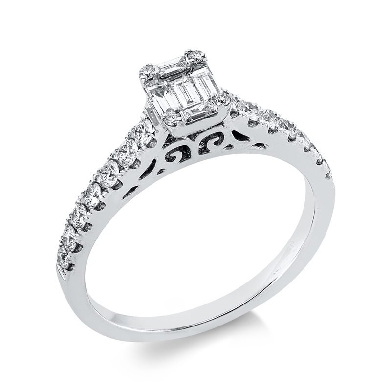 Baguette Illusion Ring Weißgold 18kt 0,7ct