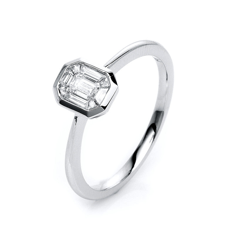 Baguette Illusion Ring Weißgold 18kt 0,32ct
