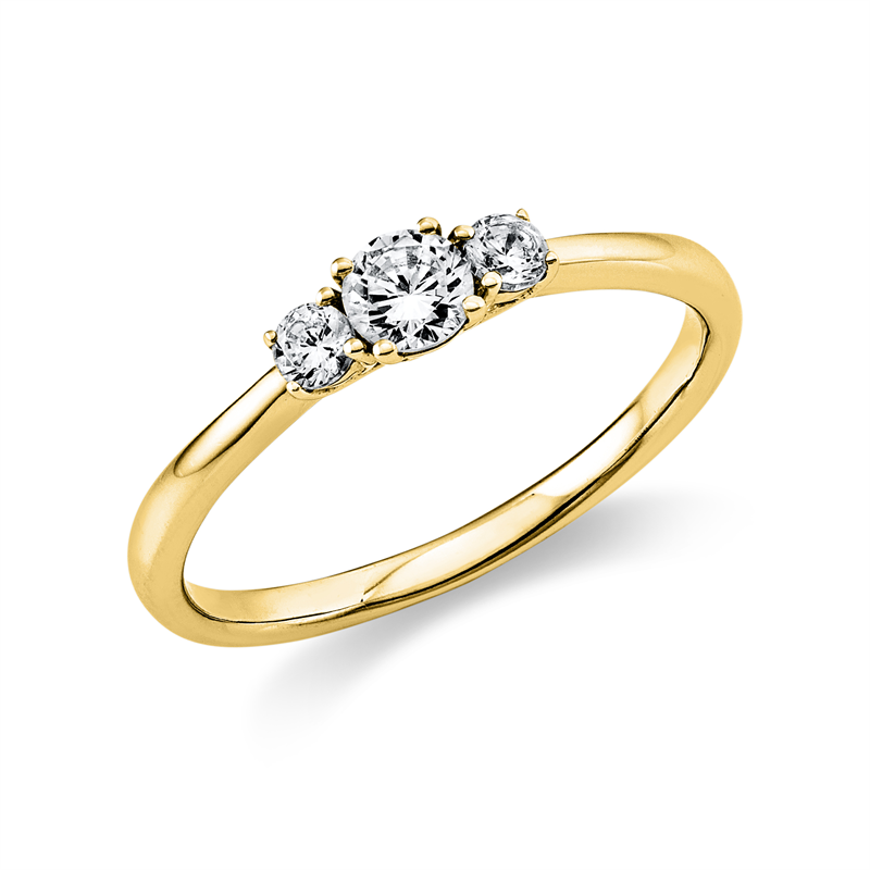 Solitaire mit Besatz Ring Gelbgold 18kt 0,32ct