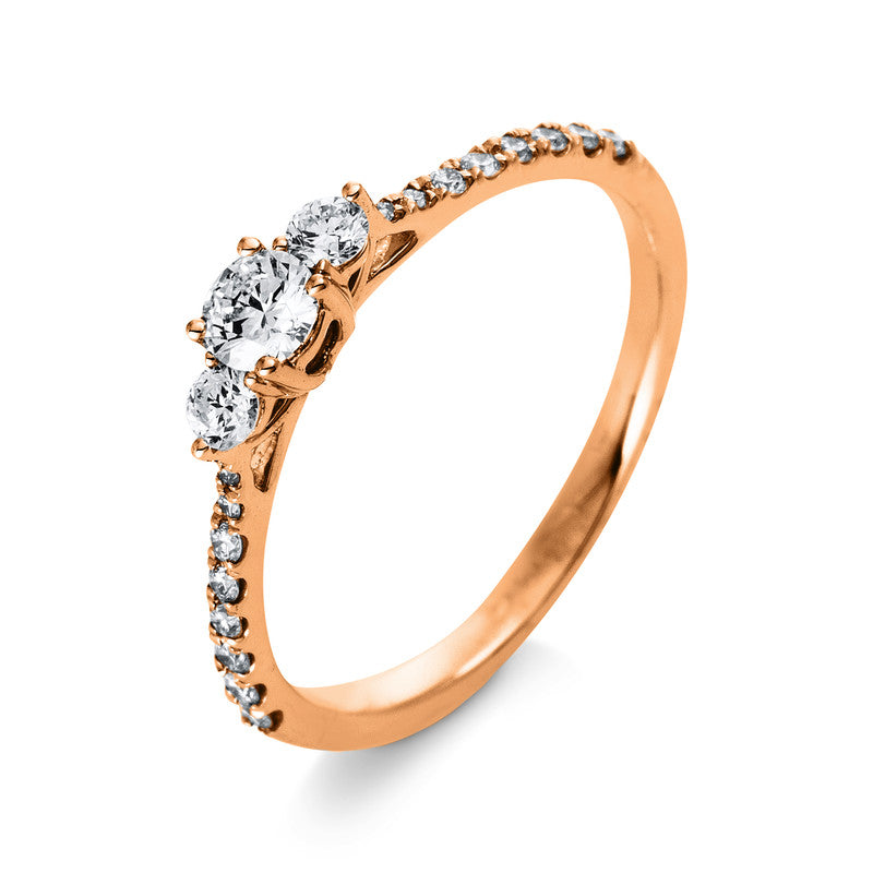 Solitaire mit Besatz Ring Rotgold 18kt Ref-1K361