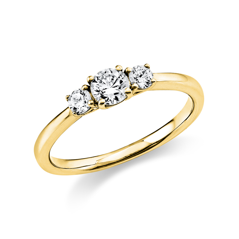 Solitaire mit Besatz Ring Gelbgold 18kt 0,47ct