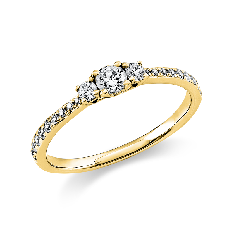 Solitaire mit Besatz Ring Weißgold 18kt 0,4ct