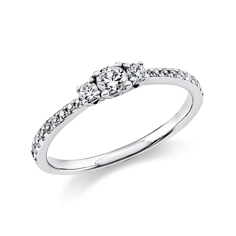 Solitaire mit Besatz Ring Weißgold 18kt 0,4ct