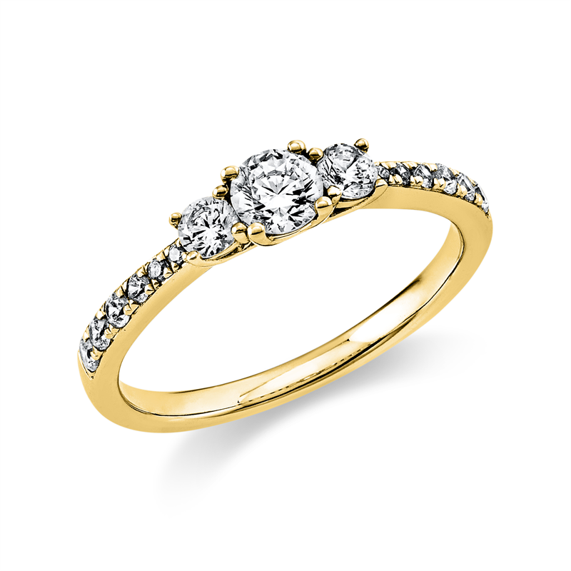 Solitaire mit Besatz Ring Gelbgold 18kt 0,51ct