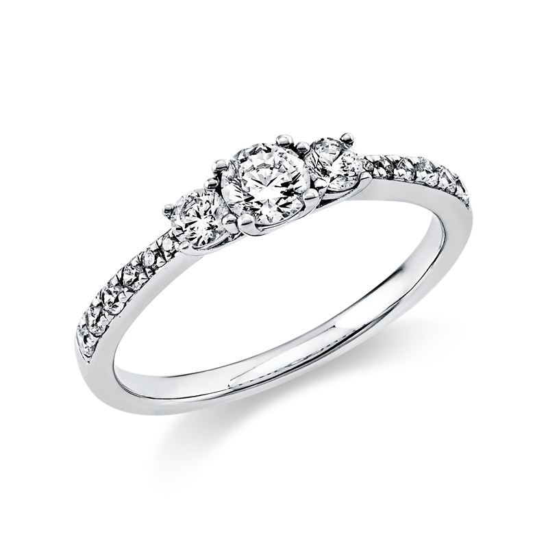 Solitaire mit Besatz Ring Gelbgold 18kt 0,51ct
