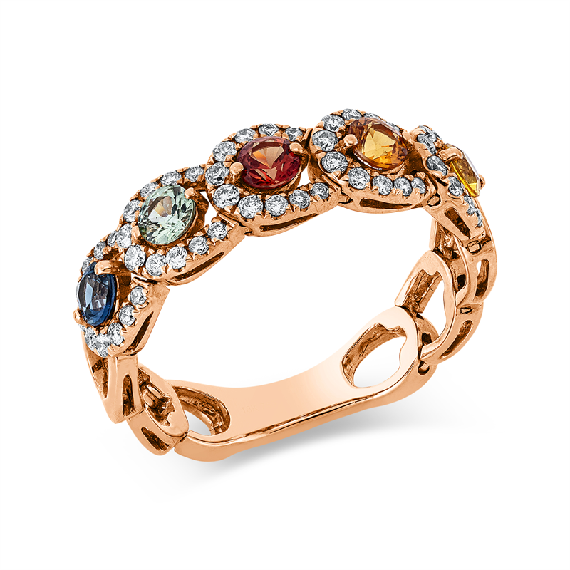 Rainbow & Multicolor Ring Rotgold 18kt 0,28ct
