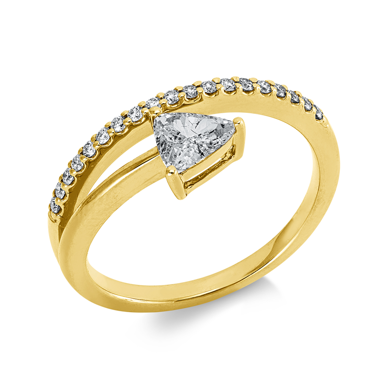 Solitaire mit Besatz Ring Gelbgold 18kt 0,48ct