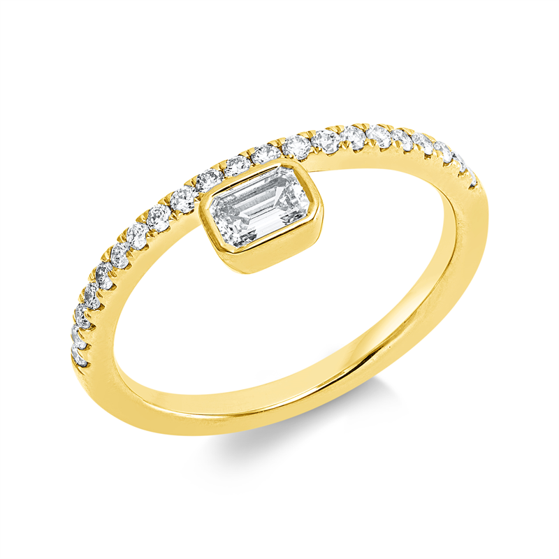Solitaire mit Besatz Ring Weißgold 18kt 0,46ct