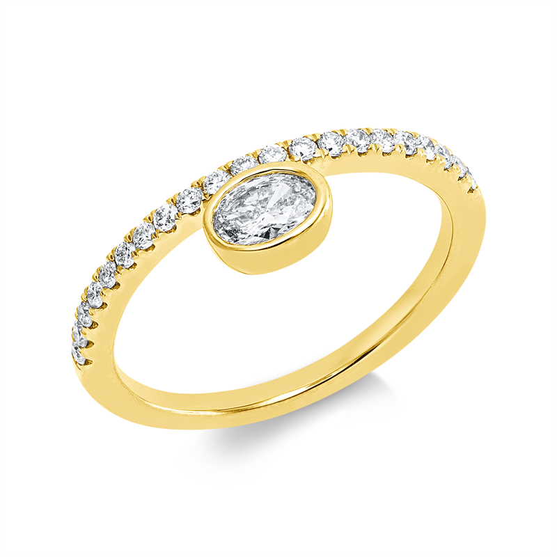 Solitaire mit Besatz Ring Weißgold 18kt 0,48ct