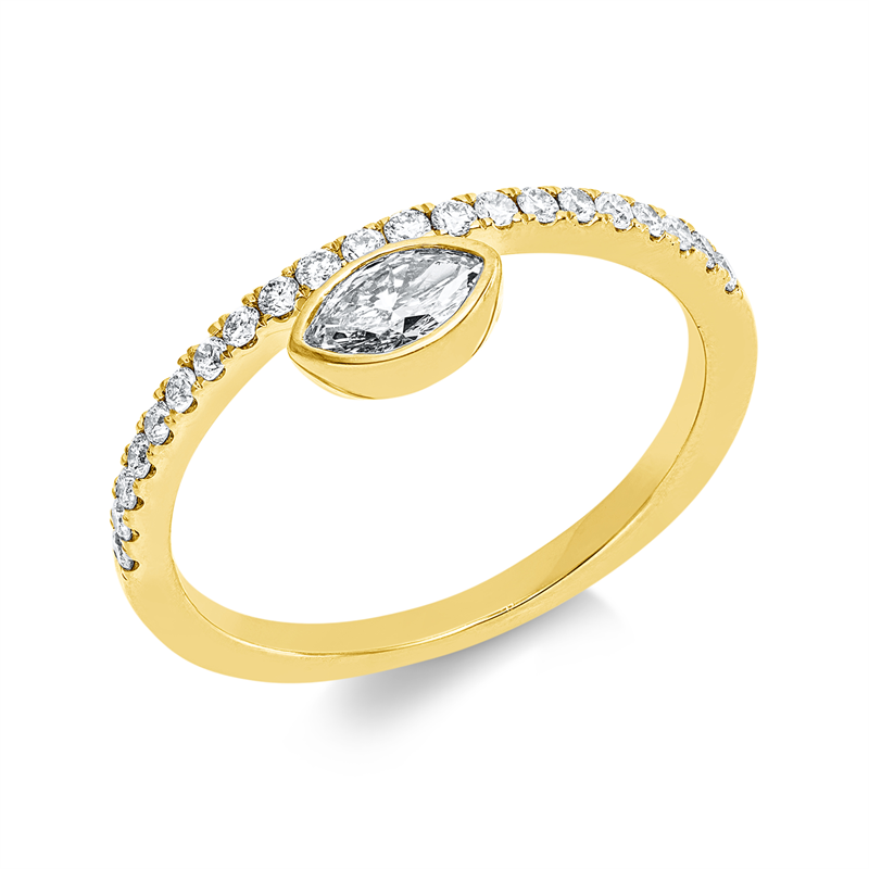 Solitaire mit Besatz Ring Weißgold 18kt 0,44ct