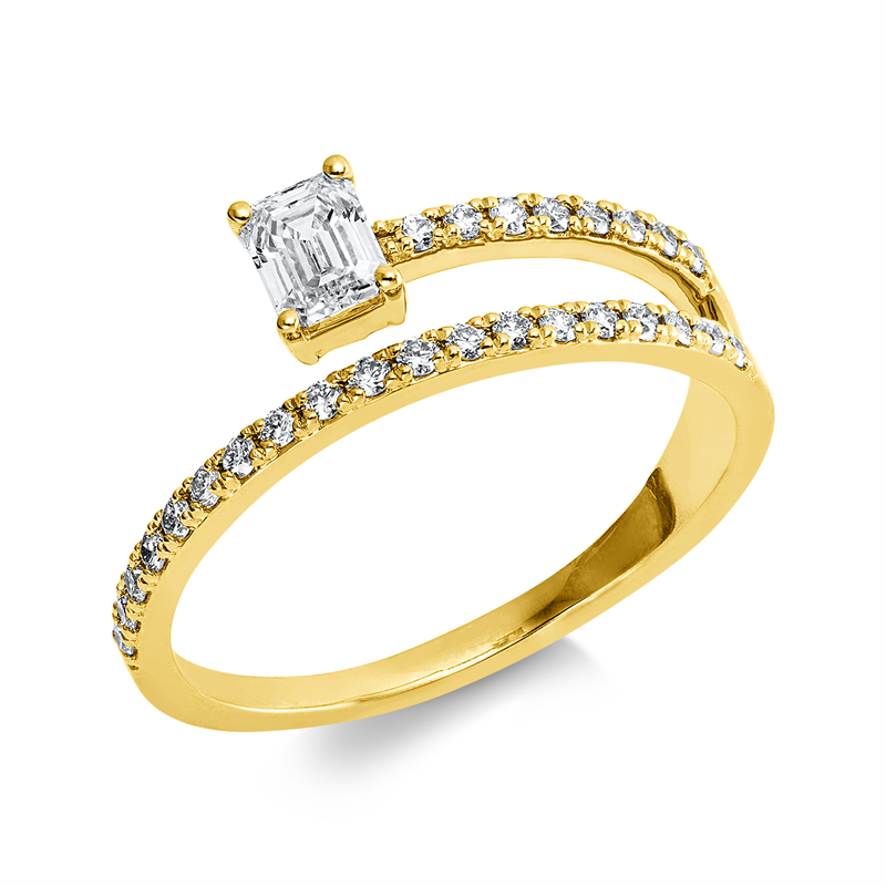 Solitaire mit Besatz Ring Weißgold 18kt 0,5ct
