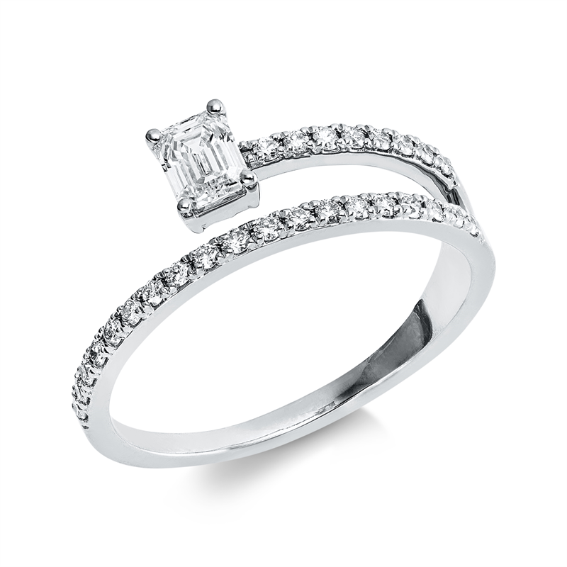 Solitaire mit Besatz Ring Weißgold 18kt 0,5ct