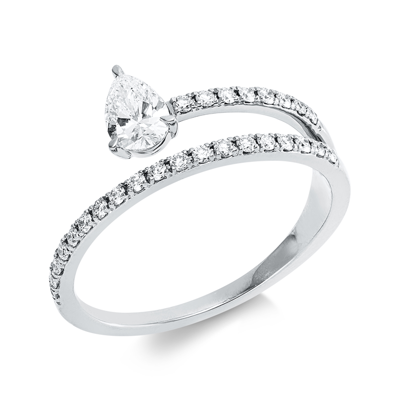 Solitaire mit Besatz Ring Weißgold 18kt 0,5ct