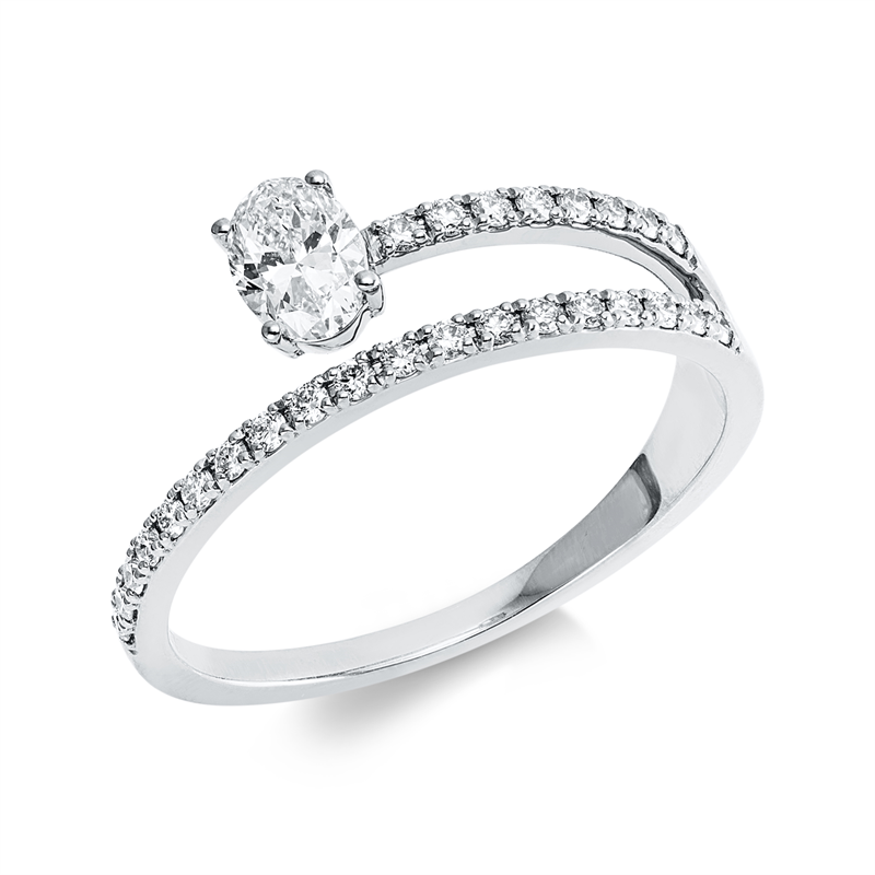 Solitaire mit Besatz Ring Weißgold 18kt 0,5ct