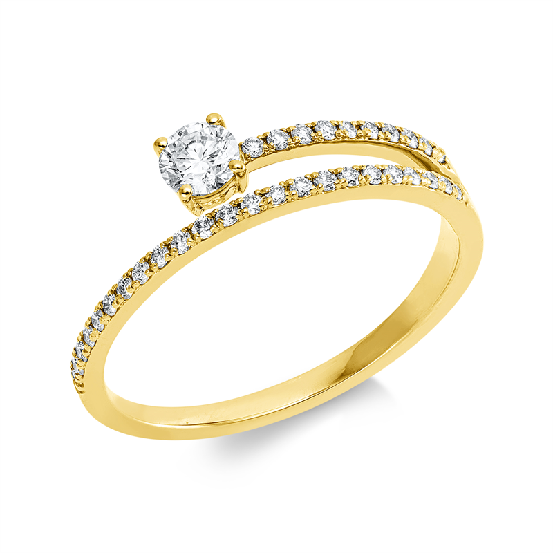 Solitaire mit Besatz Ring Weißgold 18kt 0,33ct