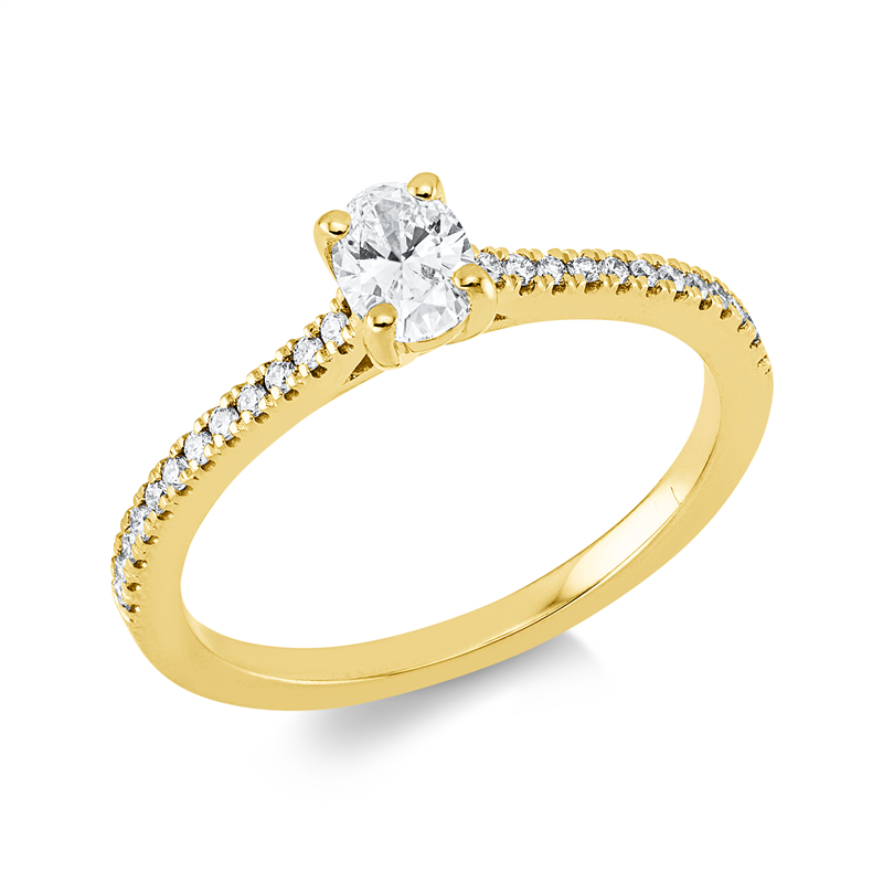 Solitaire mit Besatz Ring Weißgold 18kt 0,44ct