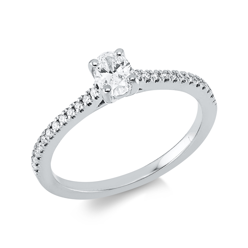 Solitaire mit Besatz Ring Weißgold 18kt 0,44ct